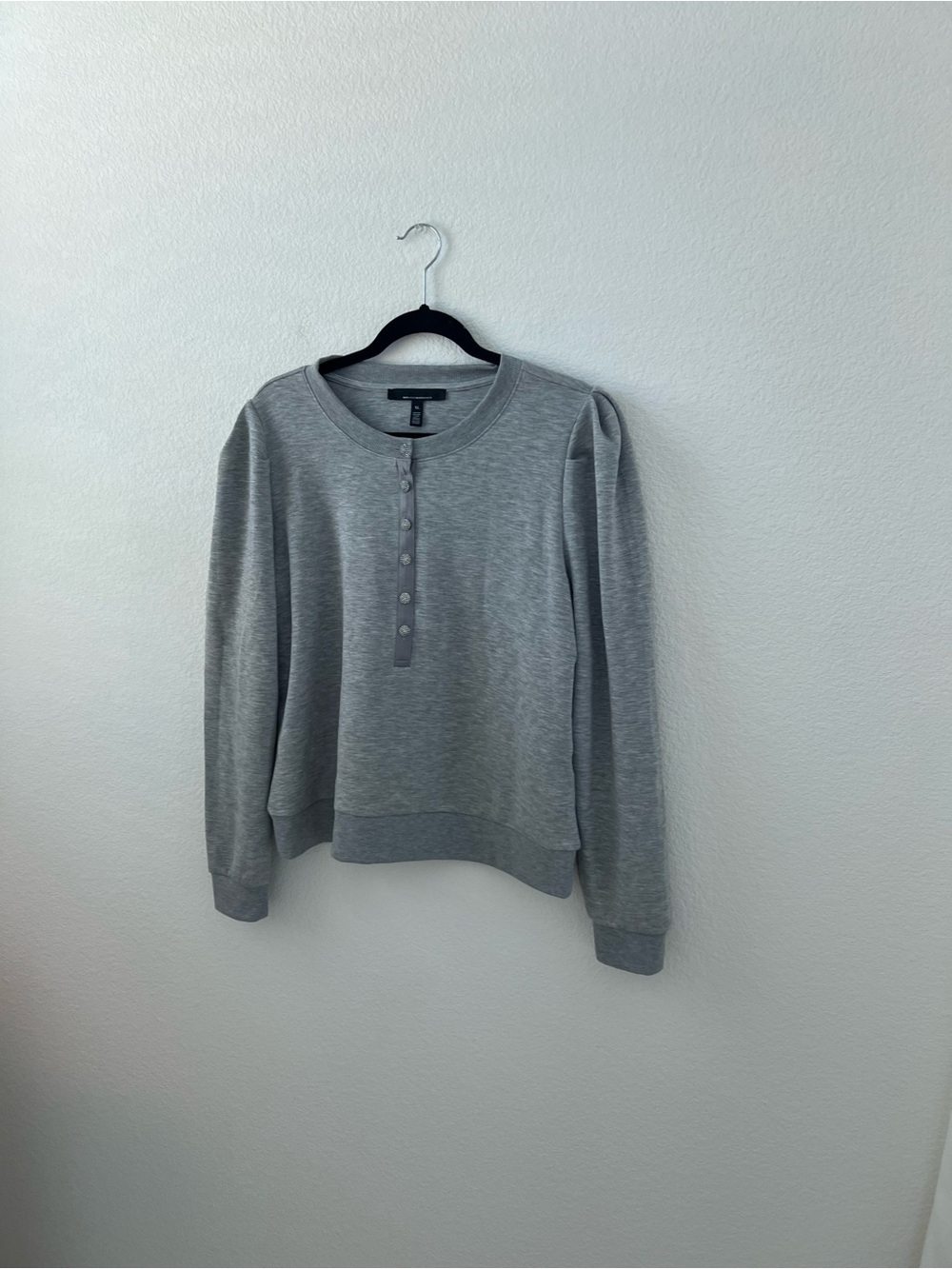 WHBM Gray Henley Sweatshirt